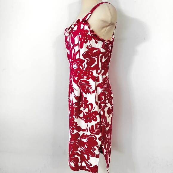 Trina Turk Zile Sleeveless Ruffle Sheath Dress in Fuchsia / White Floral Size 10 - Picture 4 of 11